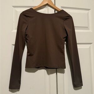 Cotton On Chocolate Long Sleeve Top with an open back size S